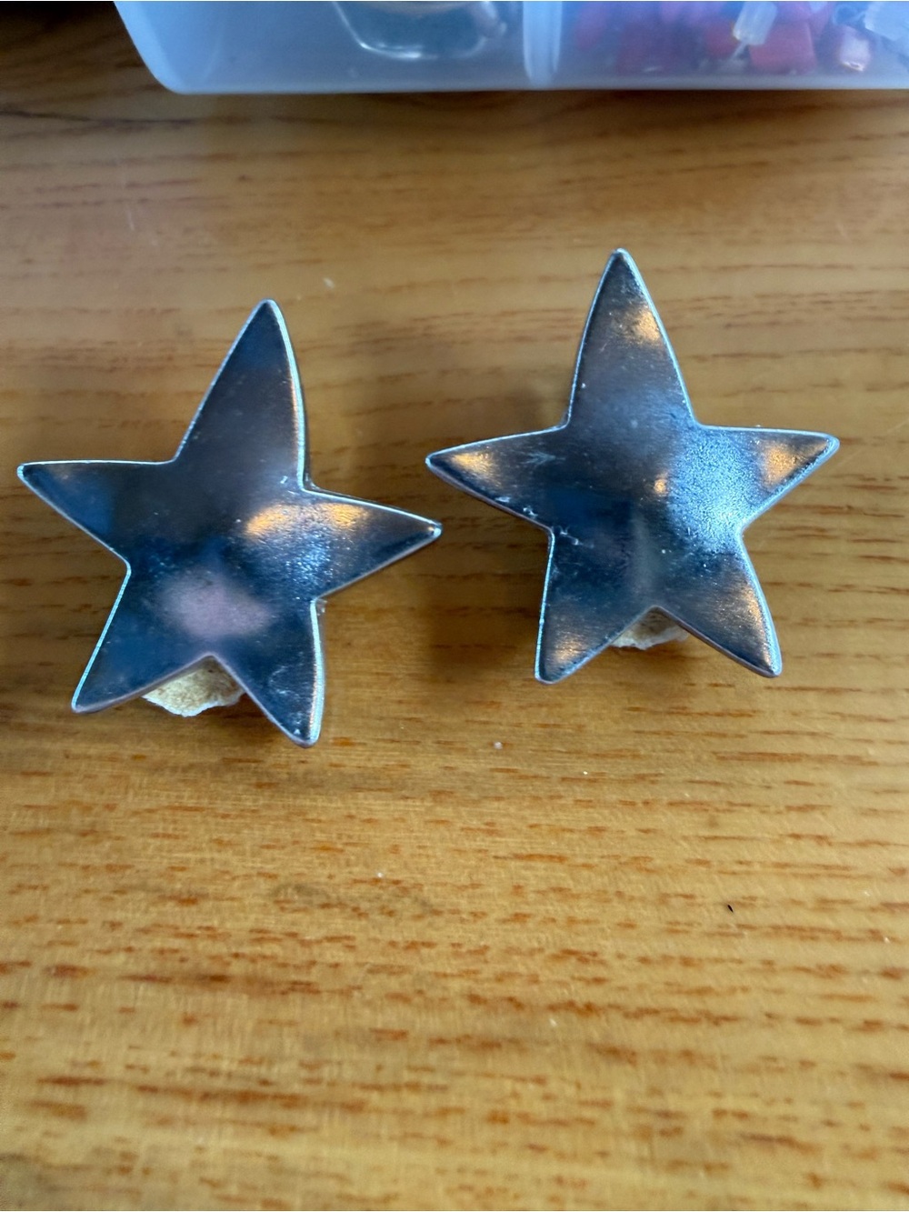 Vintage Blaiss Silver Star Clip-On Earrings — Polished Metallic Star Pair